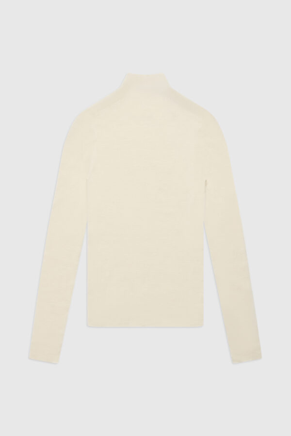 Pullover aus gerippter Merinowolle in Creme – Bild 2