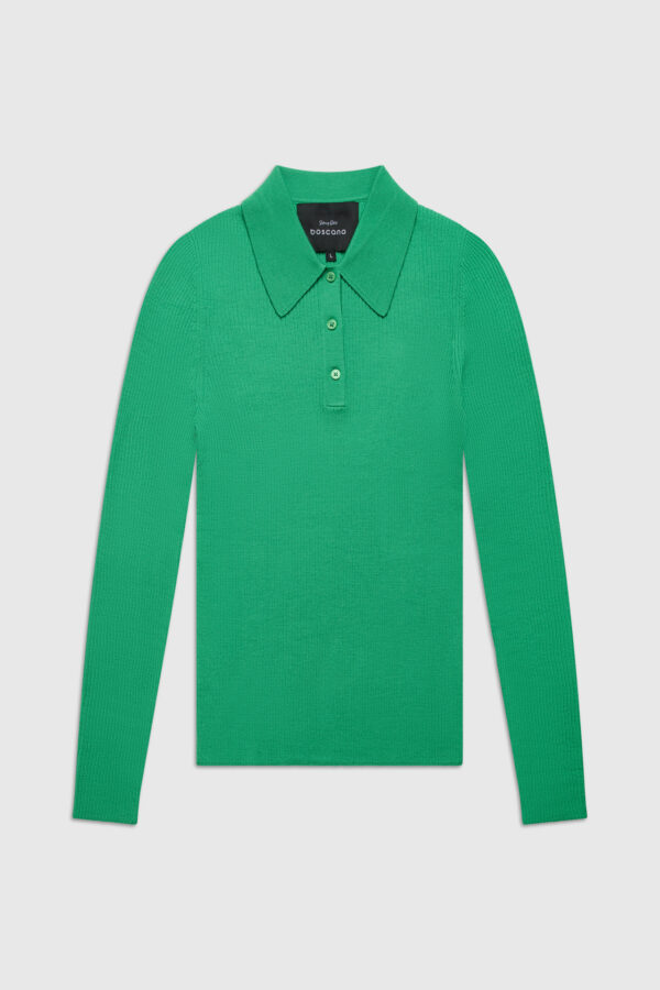 Polo, Pullover mit Polokragen, schwarz, creme, grün, langer Arm
