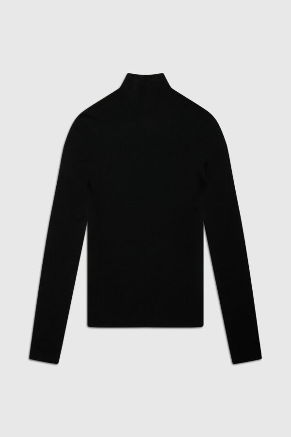 geripptes Langarmshirt, Pullover, Strickpullover, schwarz