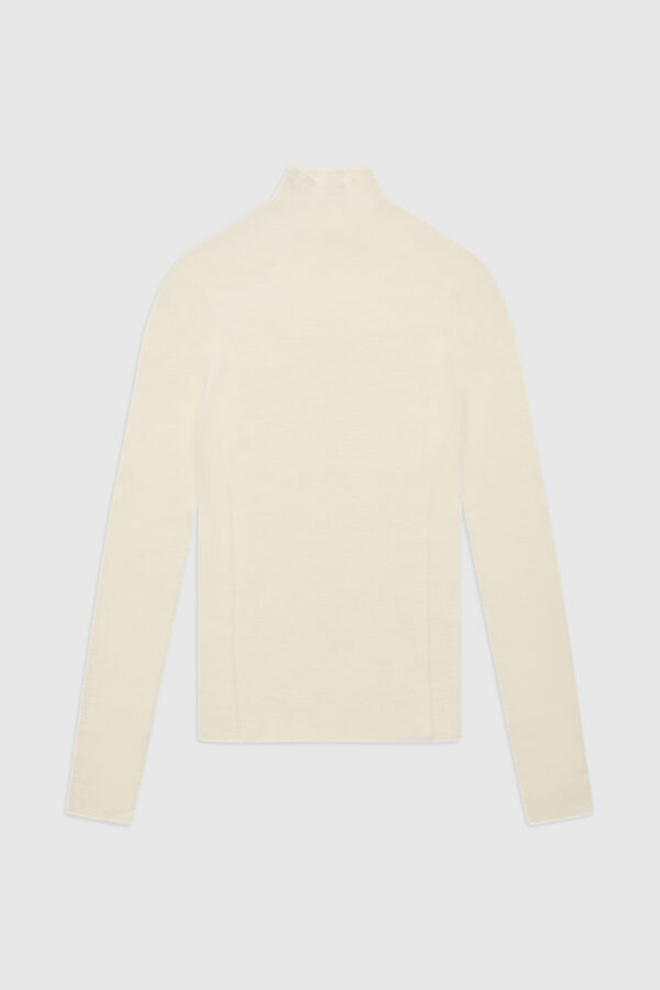 geripptes Langarmshirt, Pullover, Strickpullover, Off White