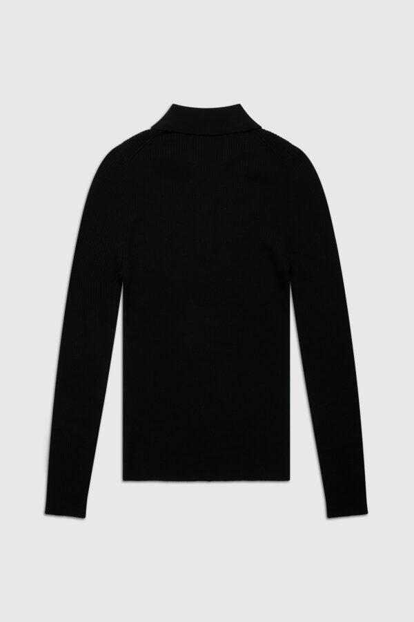 Polo, Pullover mit Polokragen, schwarz, creme, grün, langer Arm