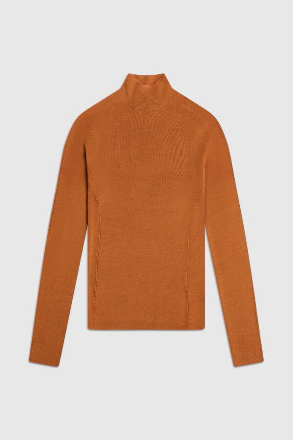 geripptes Langarmshirt, Pullover, Strickpullover, braun, bronze