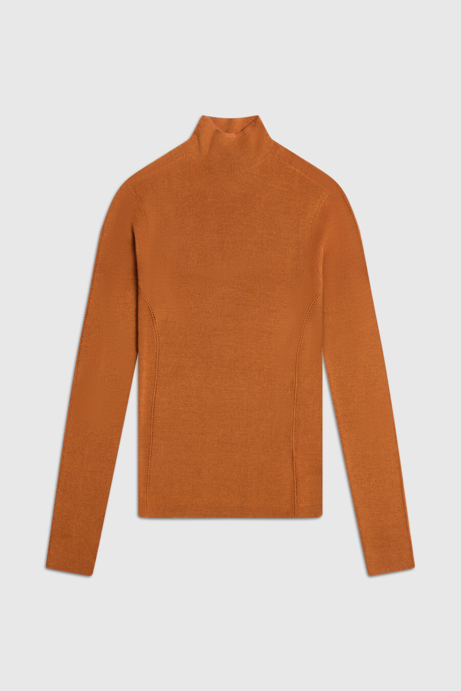 geripptes Langarmshirt, Pullover, Strickpullover, braun, bronze