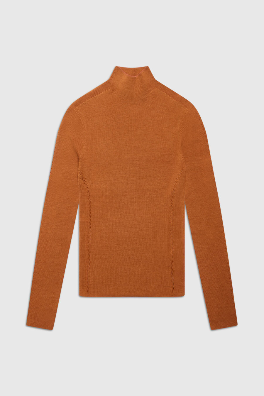 geripptes Langarmshirt, Pullover, Strickpullover, braun, bronze