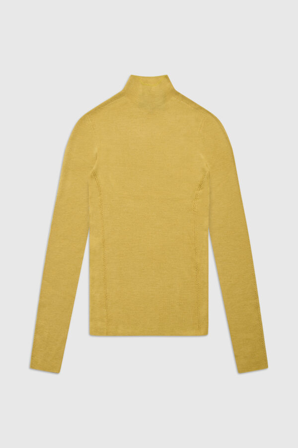 geripptes Langarmshirt, Pullover, Strickpullover, gelb