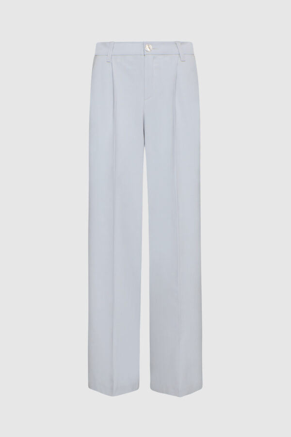 Hose, weite Hose, Schurwolle, schwarz, blau, lila