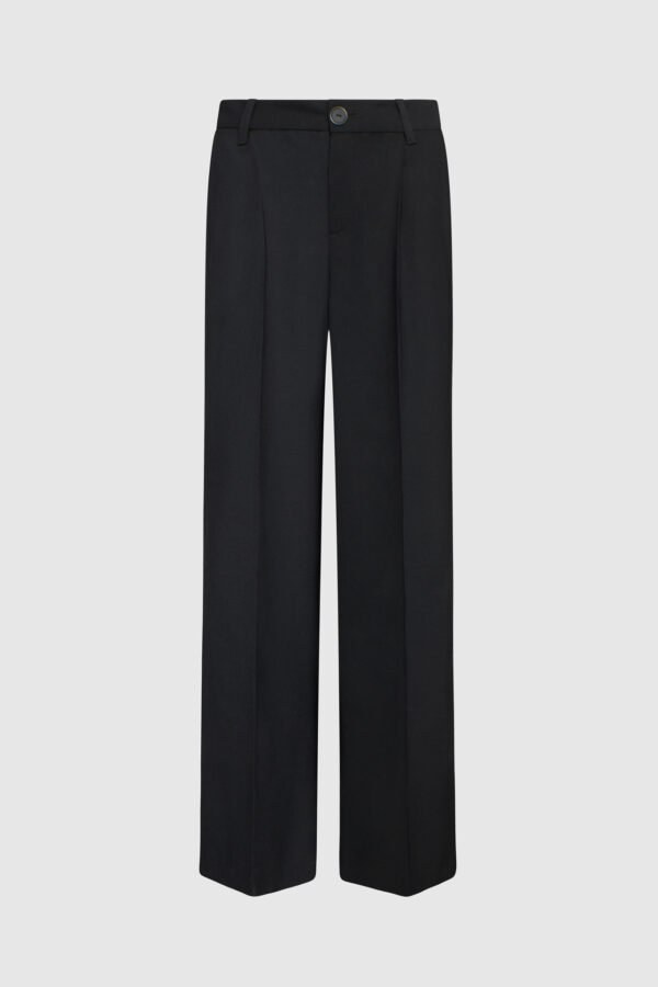 Hose, weite Hose, Schurwolle, schwarz, blau, lila