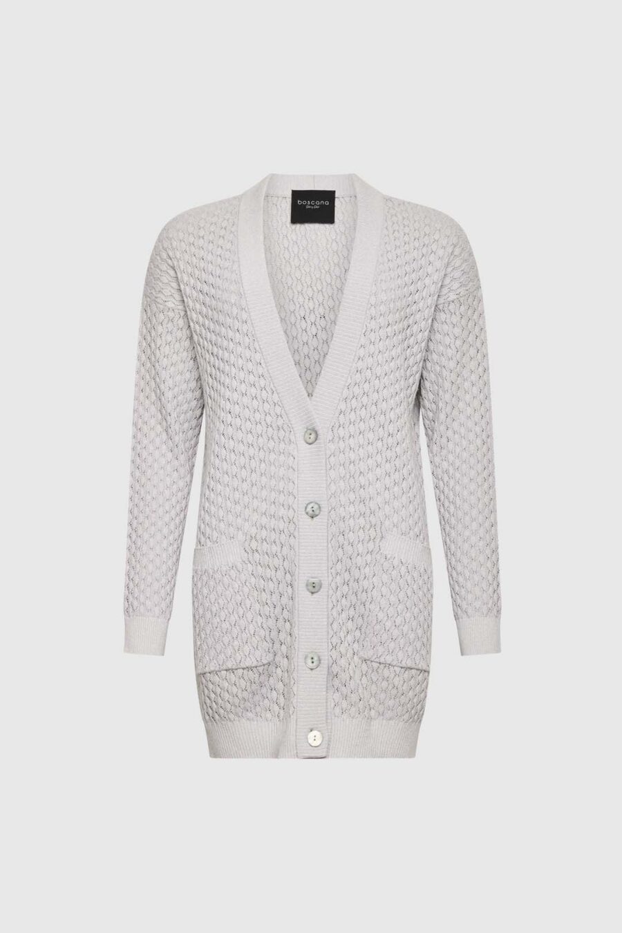 Gestrickter Cardigan in Grau mit Lurex