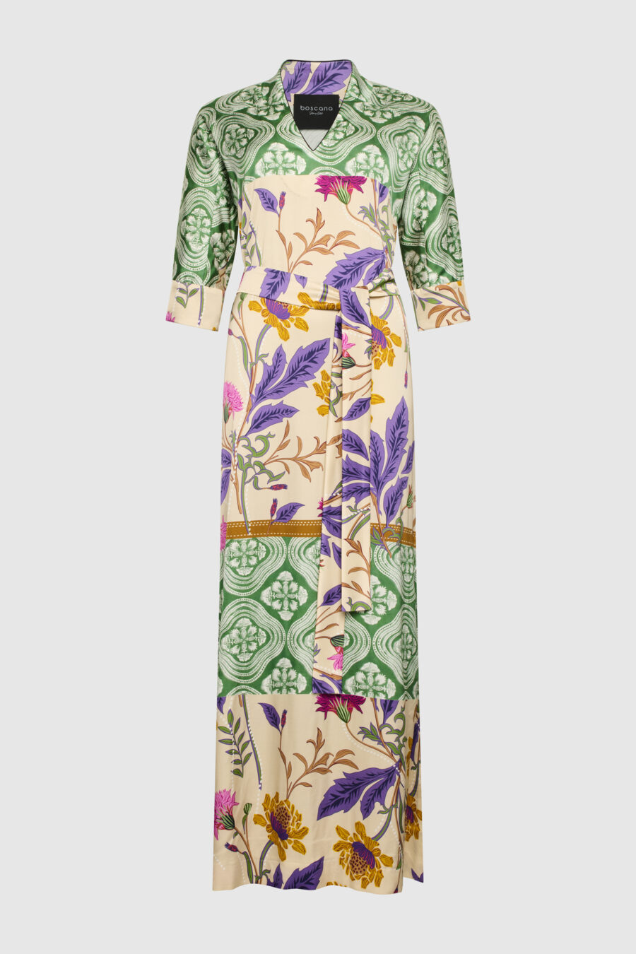 Tunika, Kaftan, Viskose, lila, grün, creme, bedruckt, Manufaktur Boscana Leizpig