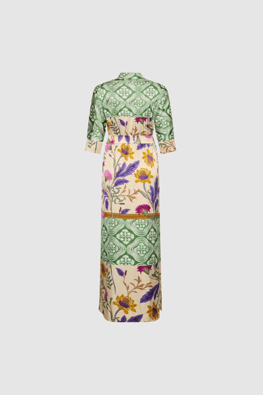 Maxitunika mit floralem Print in Grün und Lila Back