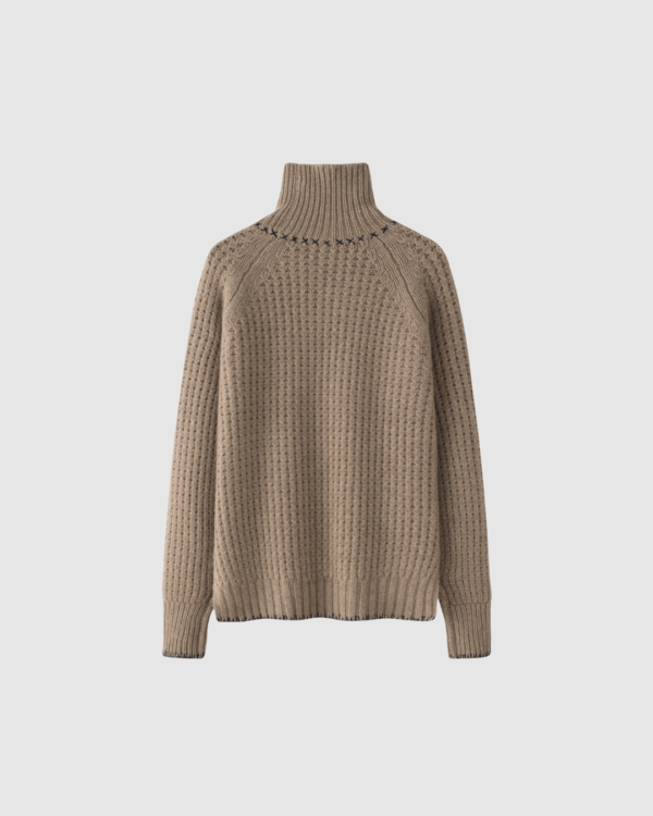 Rollkragenpullover aus Kaschmir in Hellbraun – Bild 5