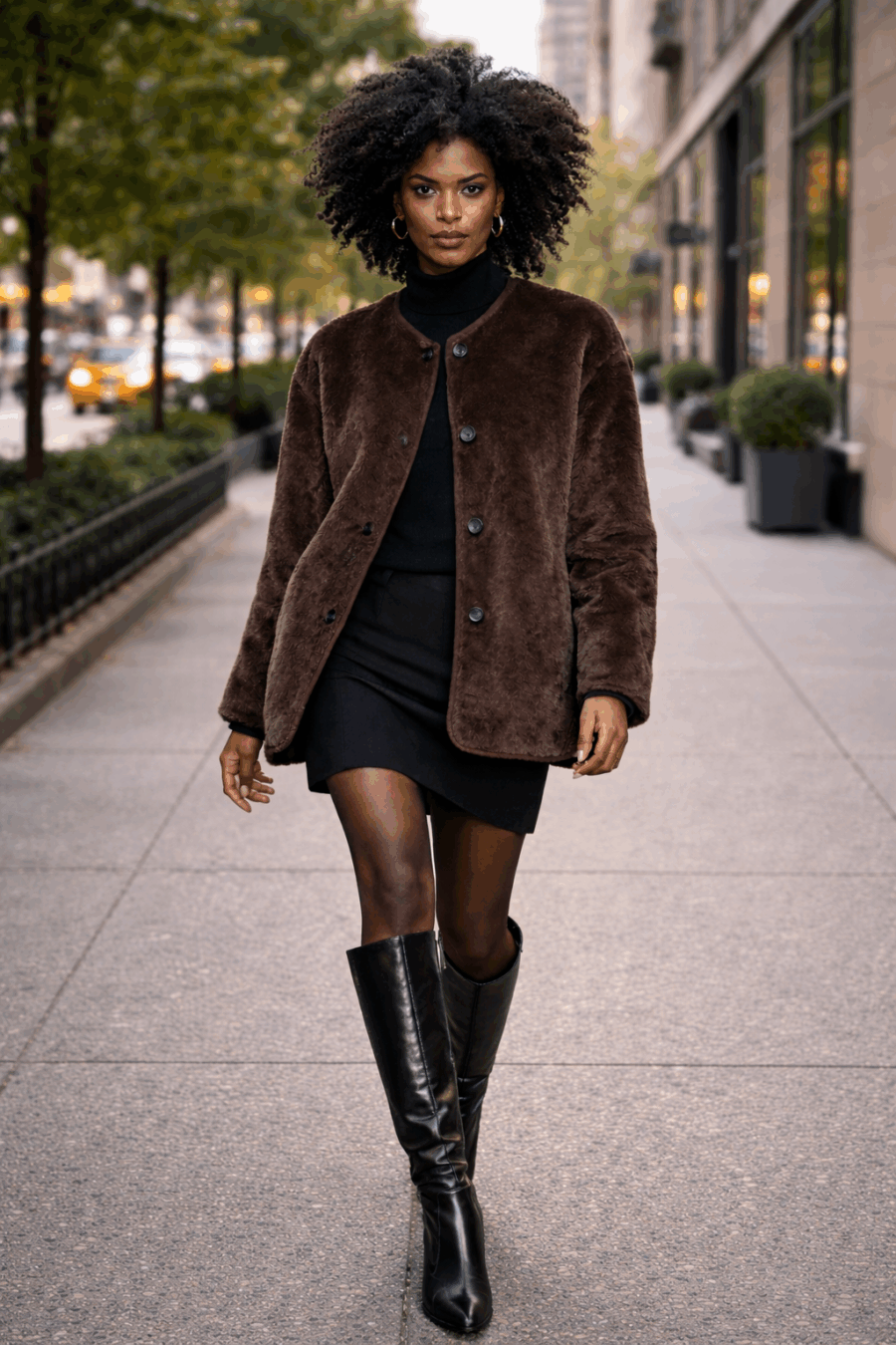 2026_Sommer_Boscana_Cardigan-in-Felloptik-Braun_Modelfoto.