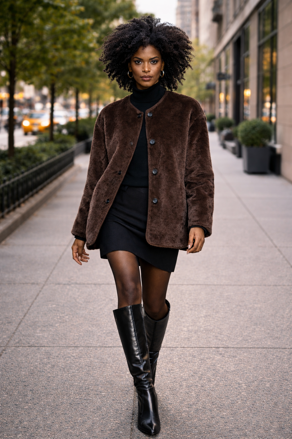 2026_Sommer_Boscana_Cardigan-in-Felloptik-Braun_Modelfoto.