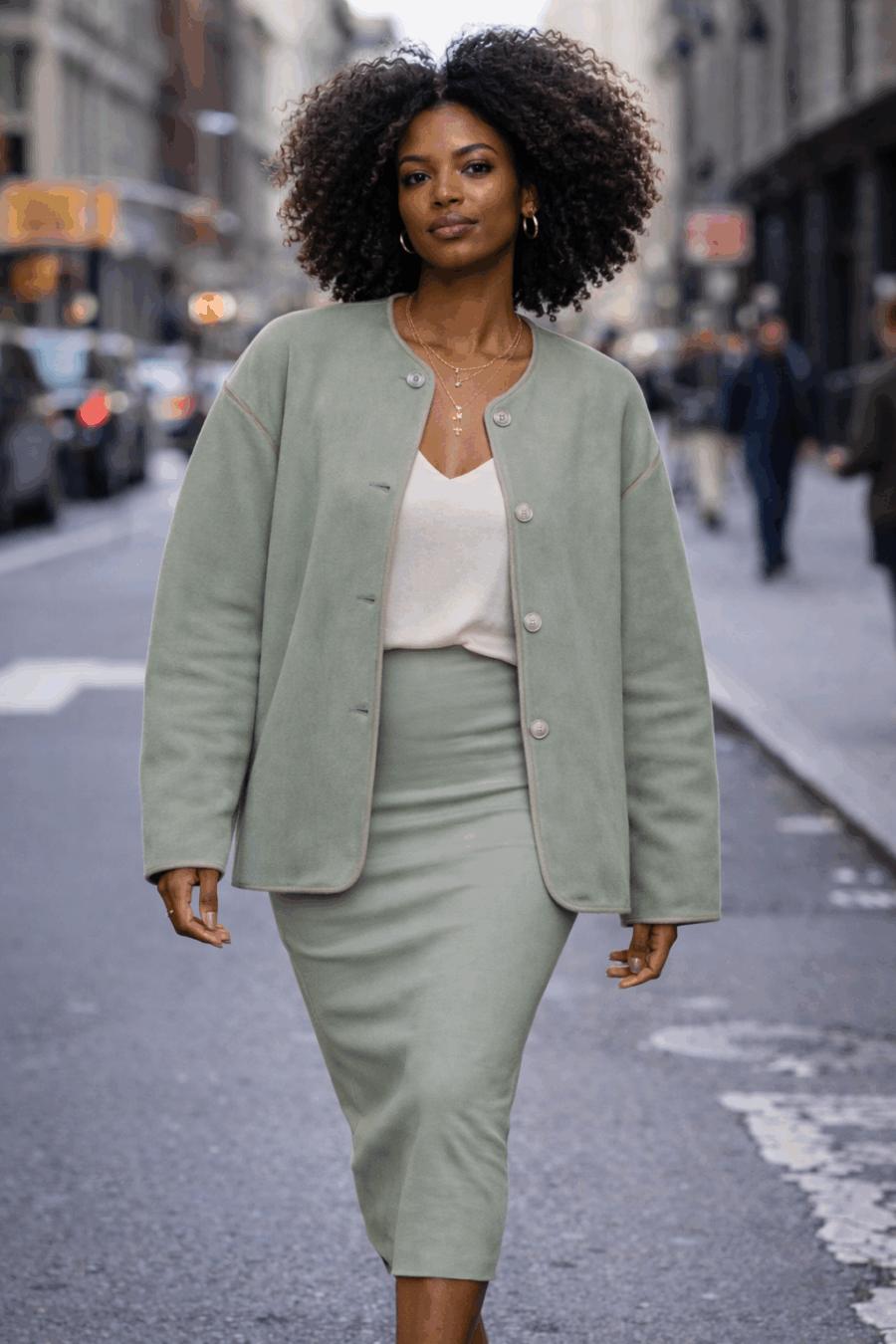 2026_Sommer_Boscana_JackenMaentel_Cardigan-in-Olive_Modelfoto