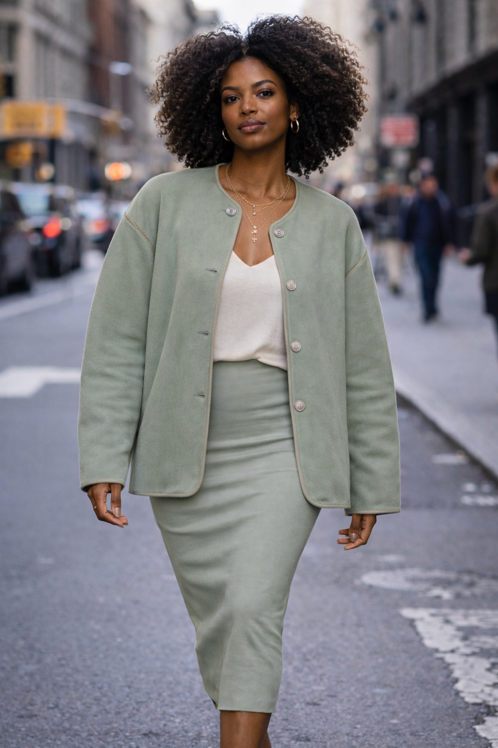 2026_Sommer_Boscana_JackenMaentel_Cardigan-in-Olive_Modelfoto