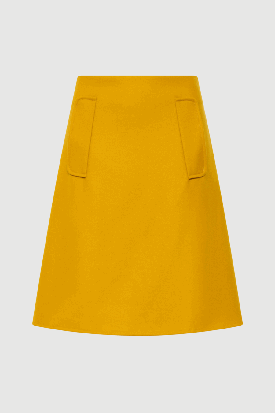 Knieumspielender Rock aus Merinowolle in Gelb
