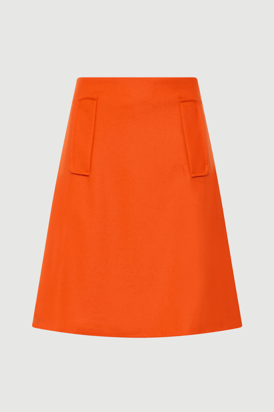 Knieumspielender Rock aus Merinowolle in Orange
