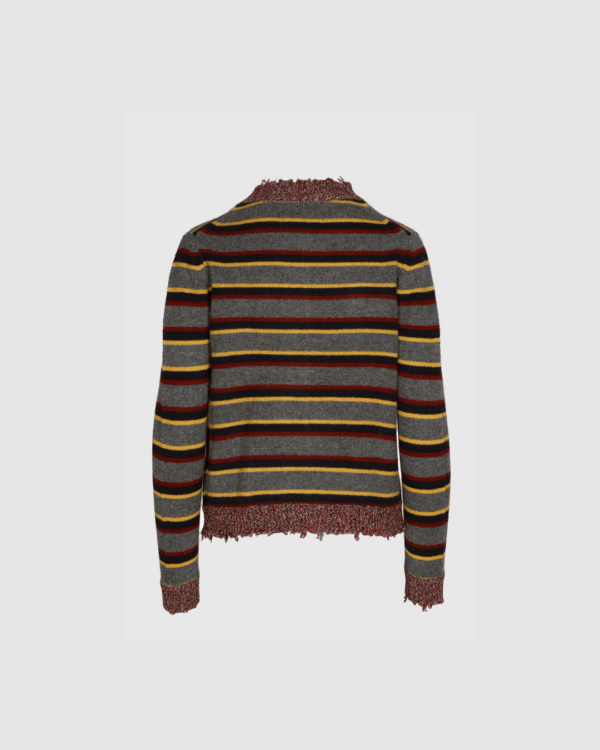 Strickjacke aus Kaschmir Grau gestreift – Bild 5