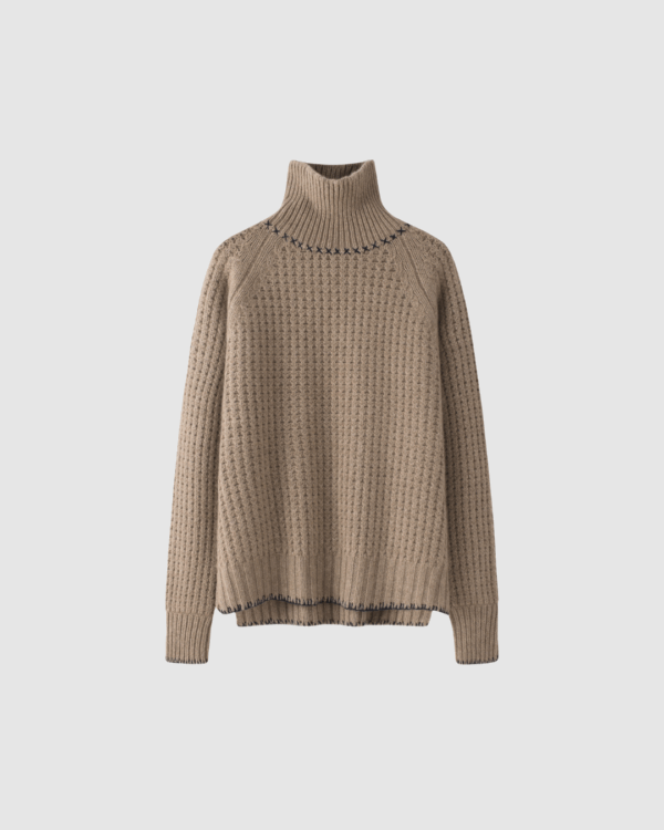 Rollkragenpullover aus Kaschmir in Hellbraun