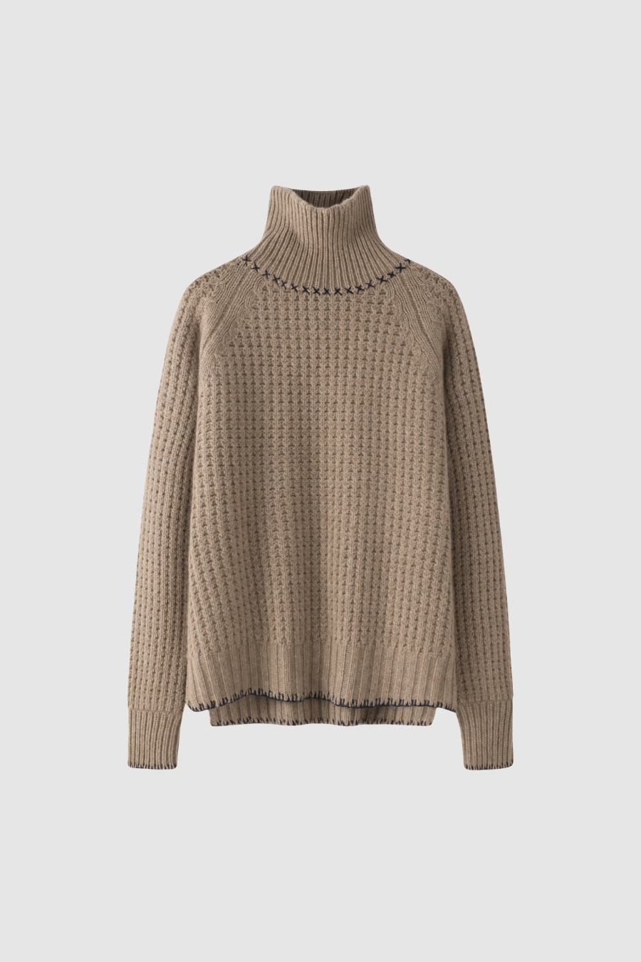 Rollkragenpullover aus Kaschmir in Hellbraun