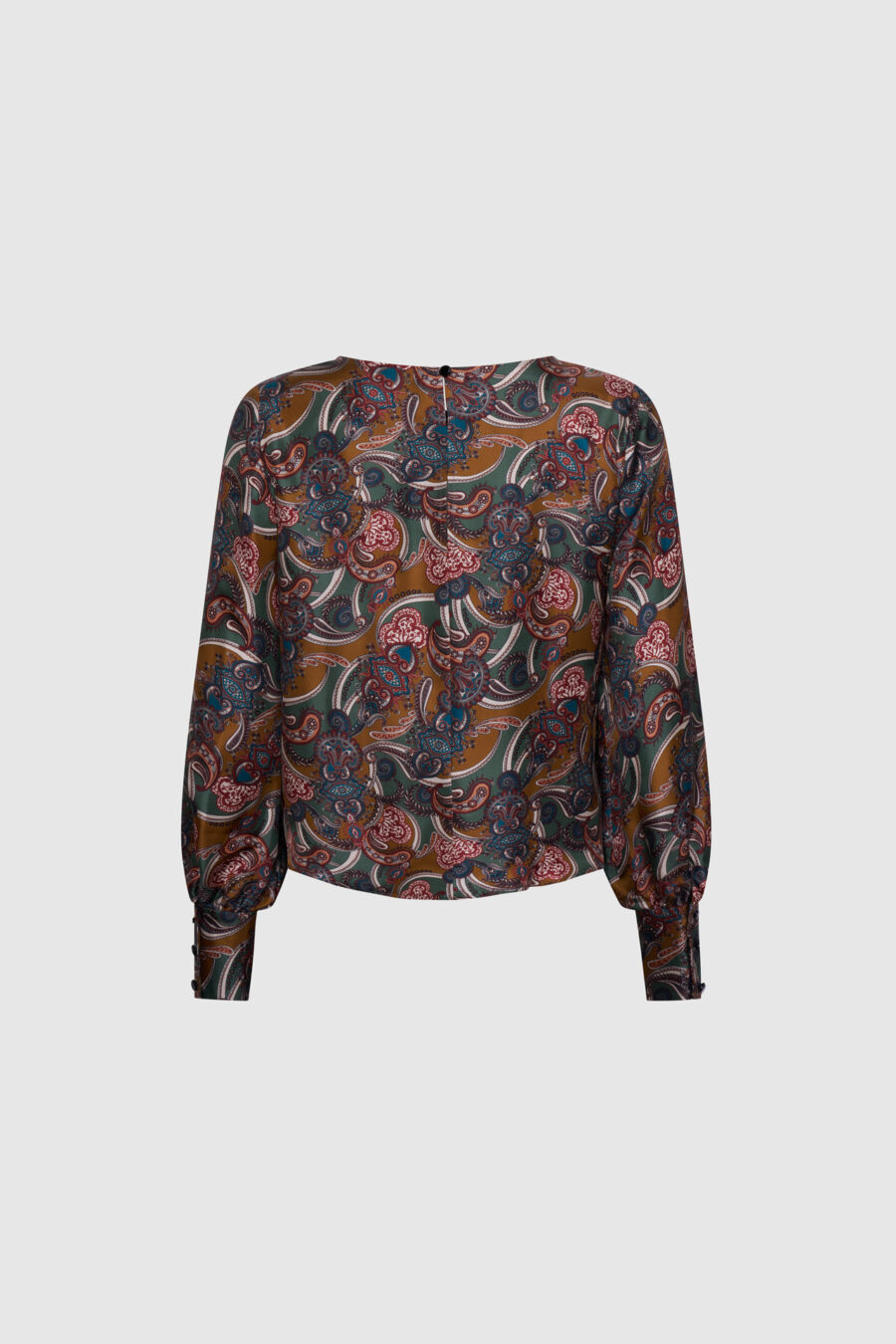 Bluse, Seide Print, braun, grün, Seidenbluse