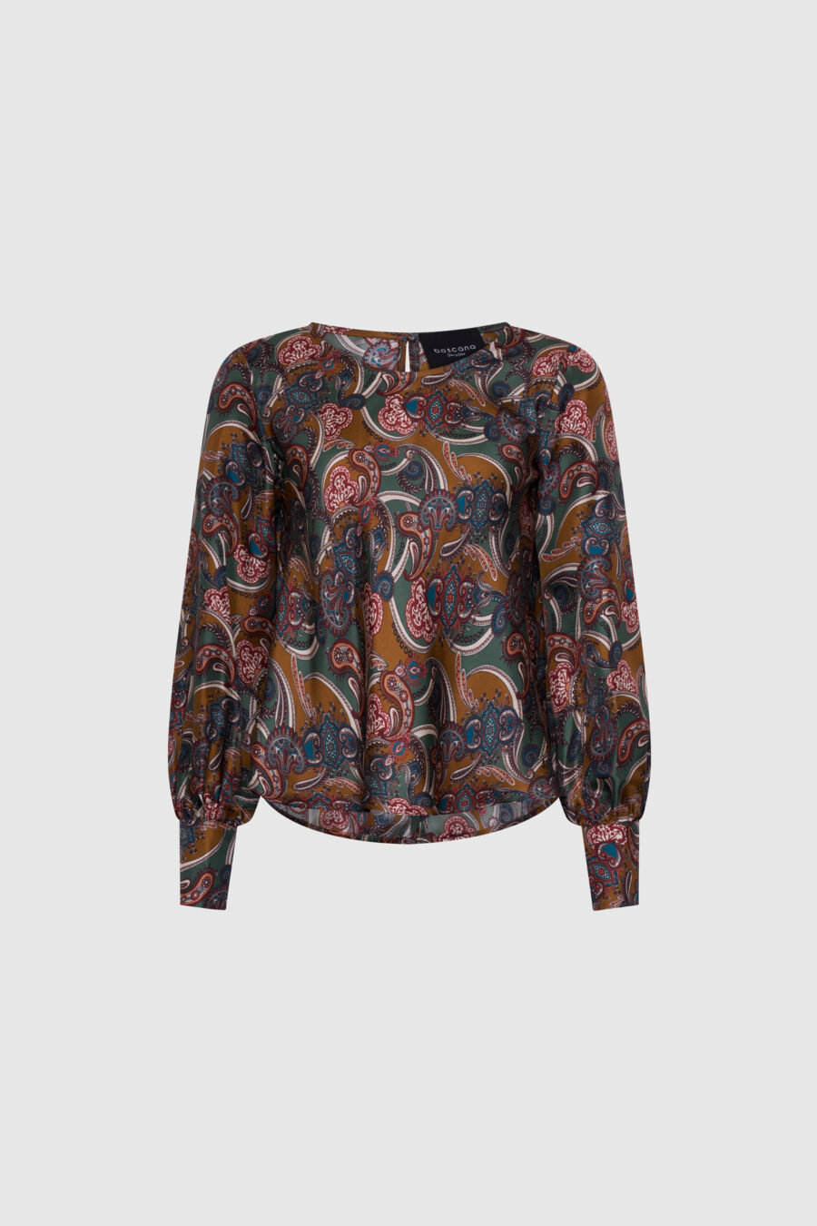 Bluse, Seide Print, braun, grün, Seidenbluse