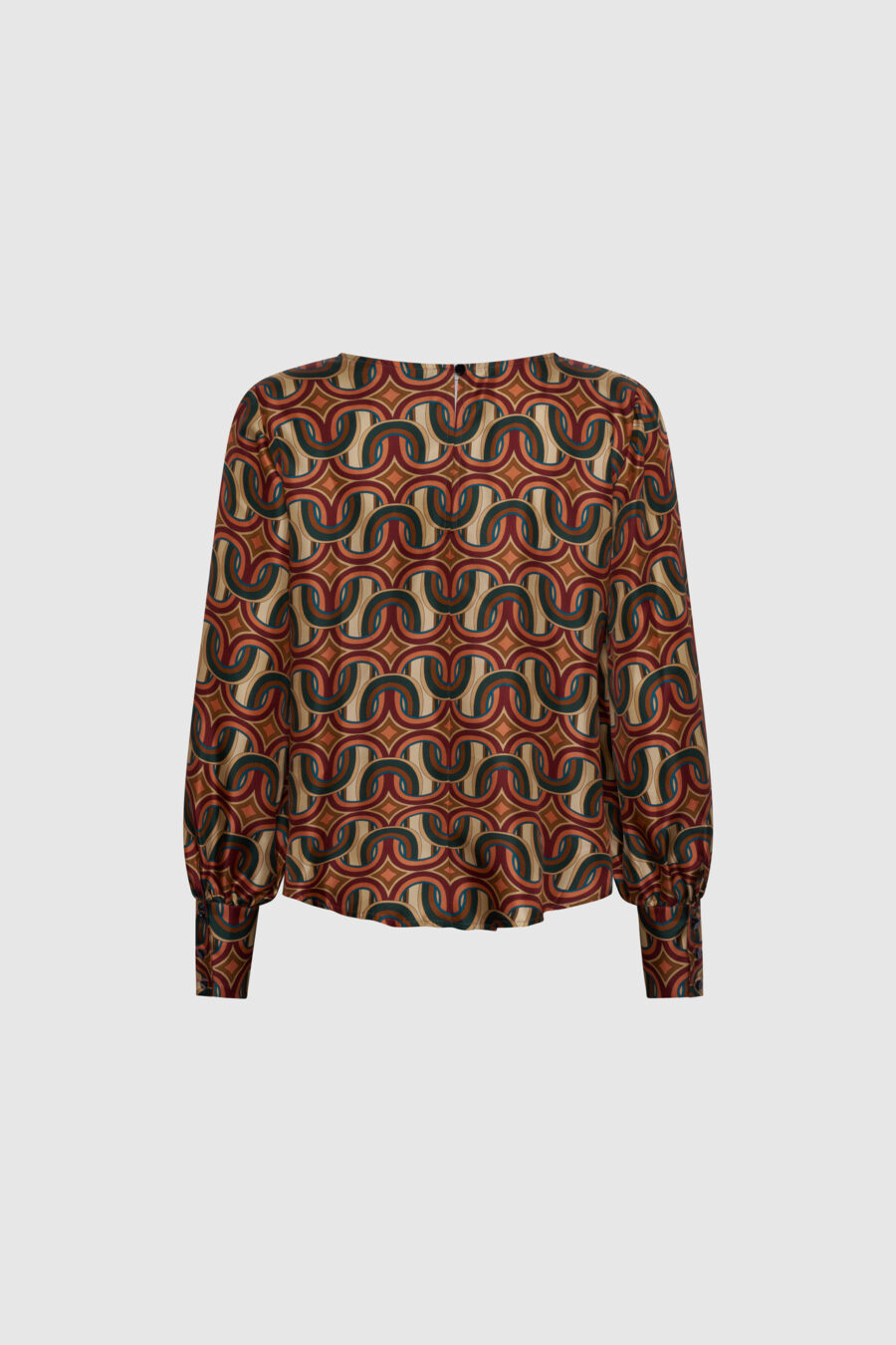 Bluse, Seide Print, braun, grün, Seidenbluse