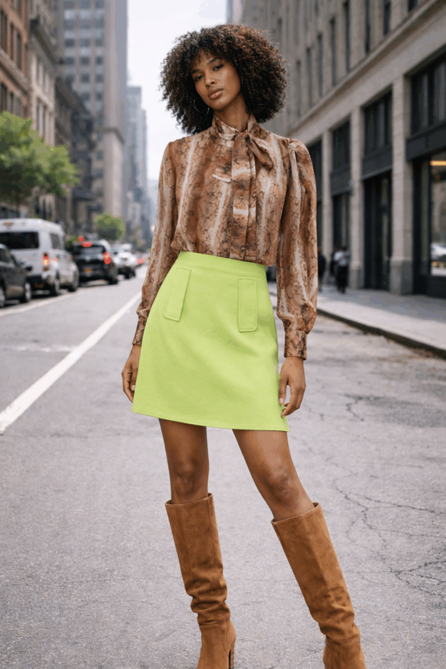 Knieumspielender Rock aus Merinowolle in Hellgrün