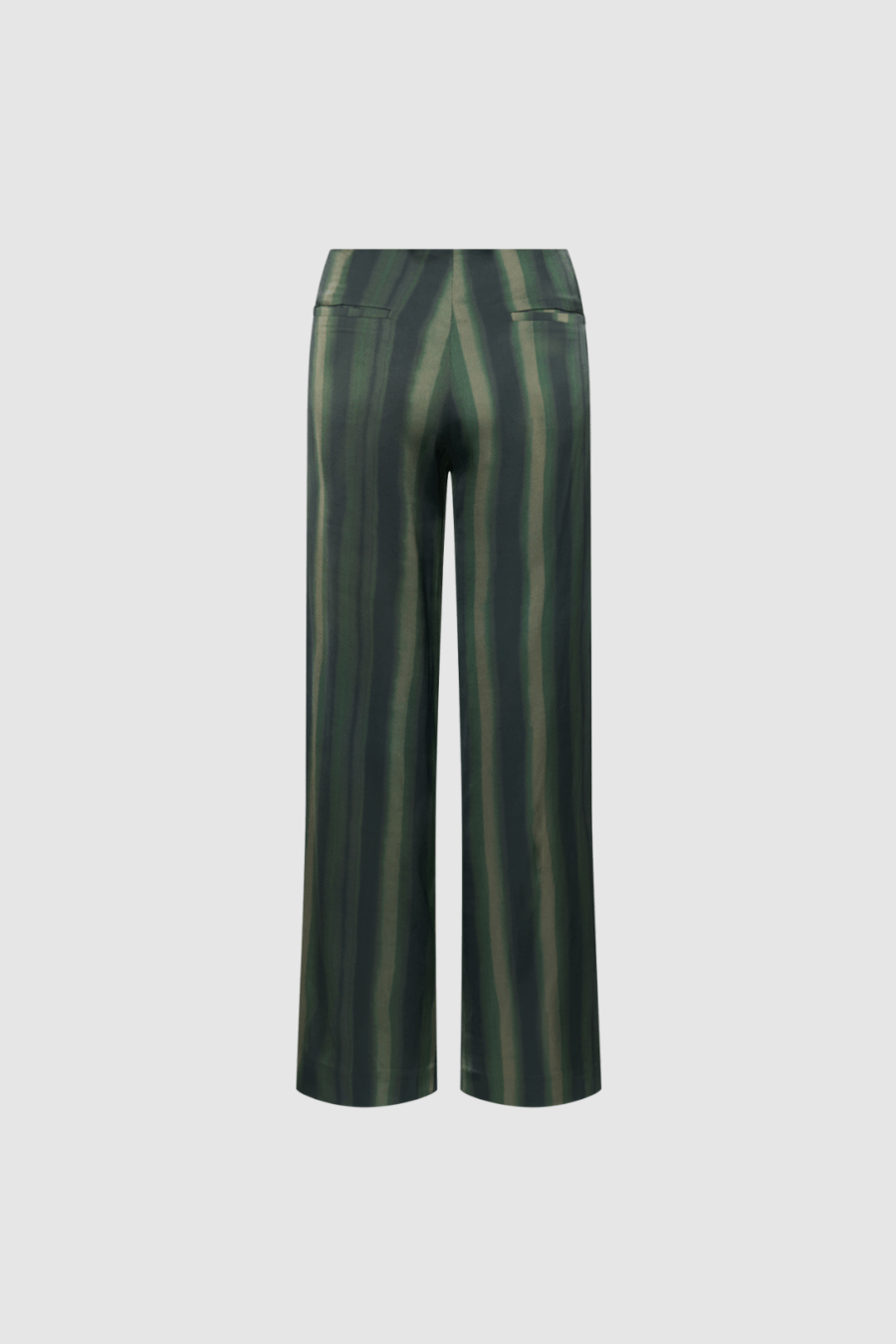Satinhose mit Streifenprint in Grüntönen Boscana, Boscana Manufaktur, Leipzig, Atelier Leipzig, Damenmode, Modemanufaktur, Manufaktur für Damenmode, Hose, Wolle, lange Hose, schmale Hose, weite Hose, wahllose, Cordhose, Culotte Cordhose Damenhose
