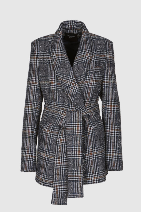 Wolljacke kariert in blau-grau-Nuancen, Wolljacke, Damenjacke, karierte Jacke