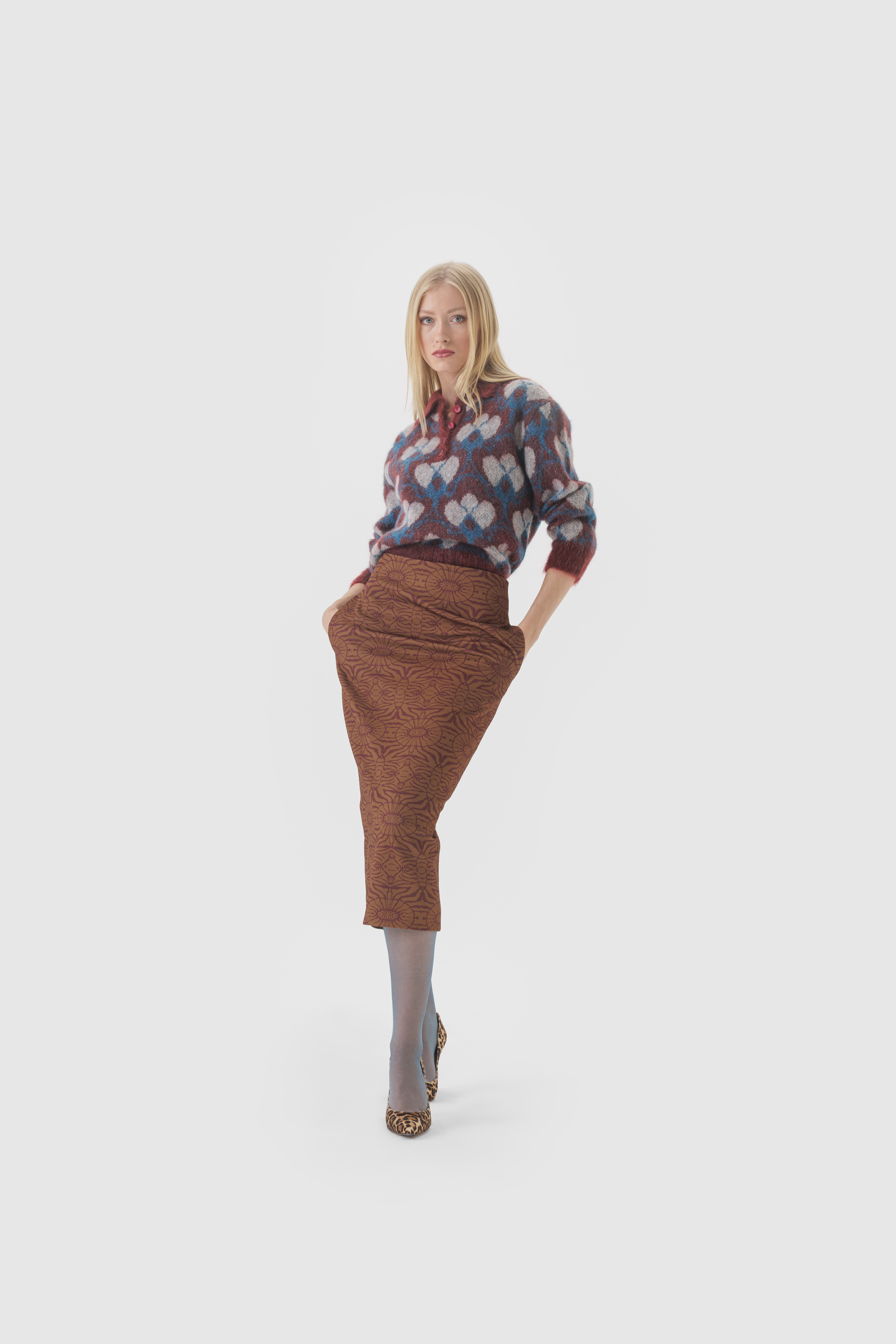 74095-Damen-rot-grau
