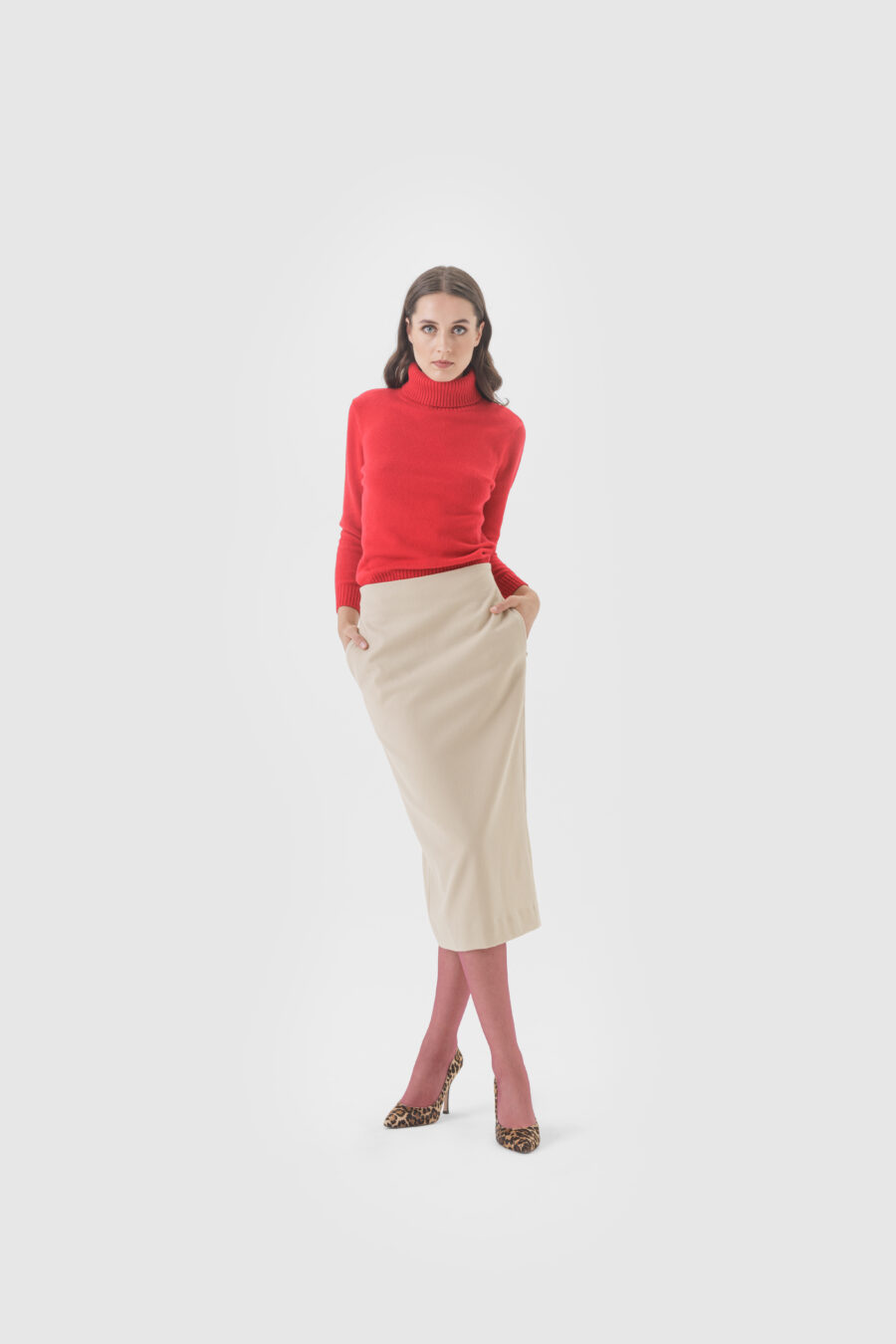 Rollkragenpullover aus Kaschmir in Rot