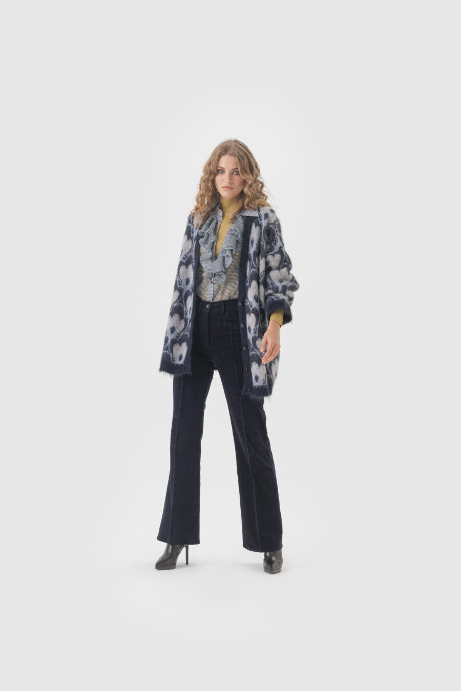 Cordhose mit gerader Silhouette in Dunkelblau