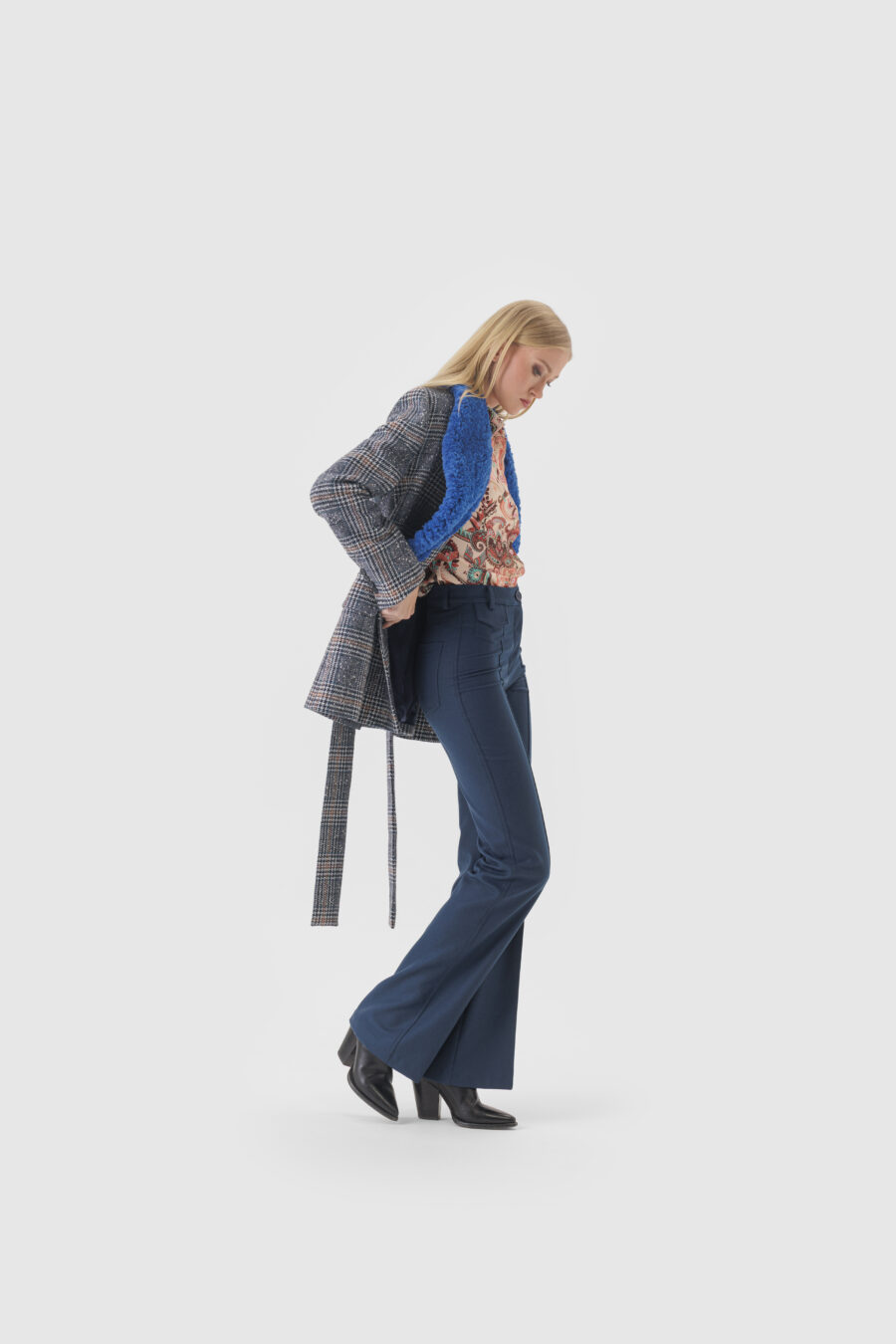 Jacke aus Wolle im Jacquard mit Fellkragen