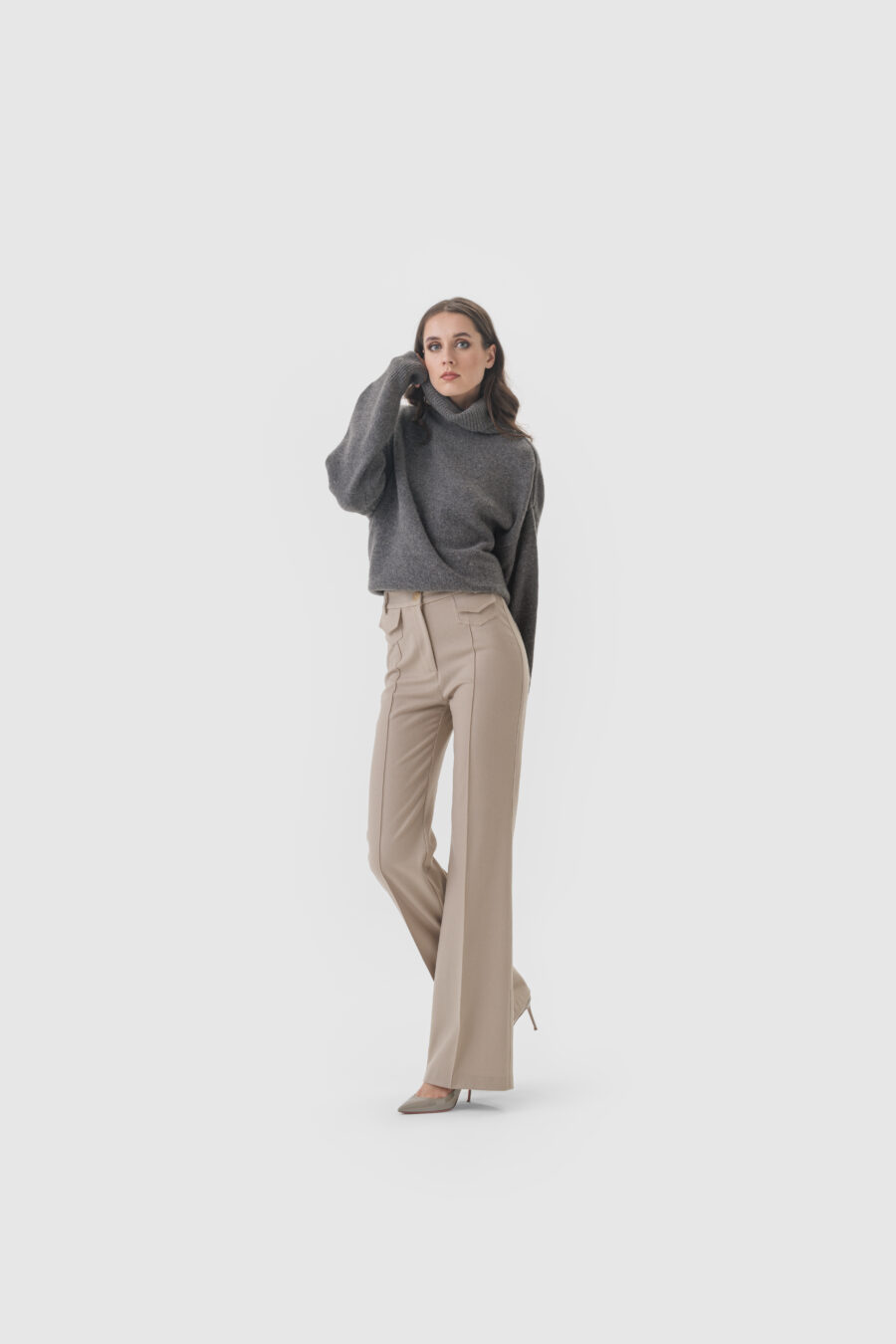 Hose aus Wolle in Creme