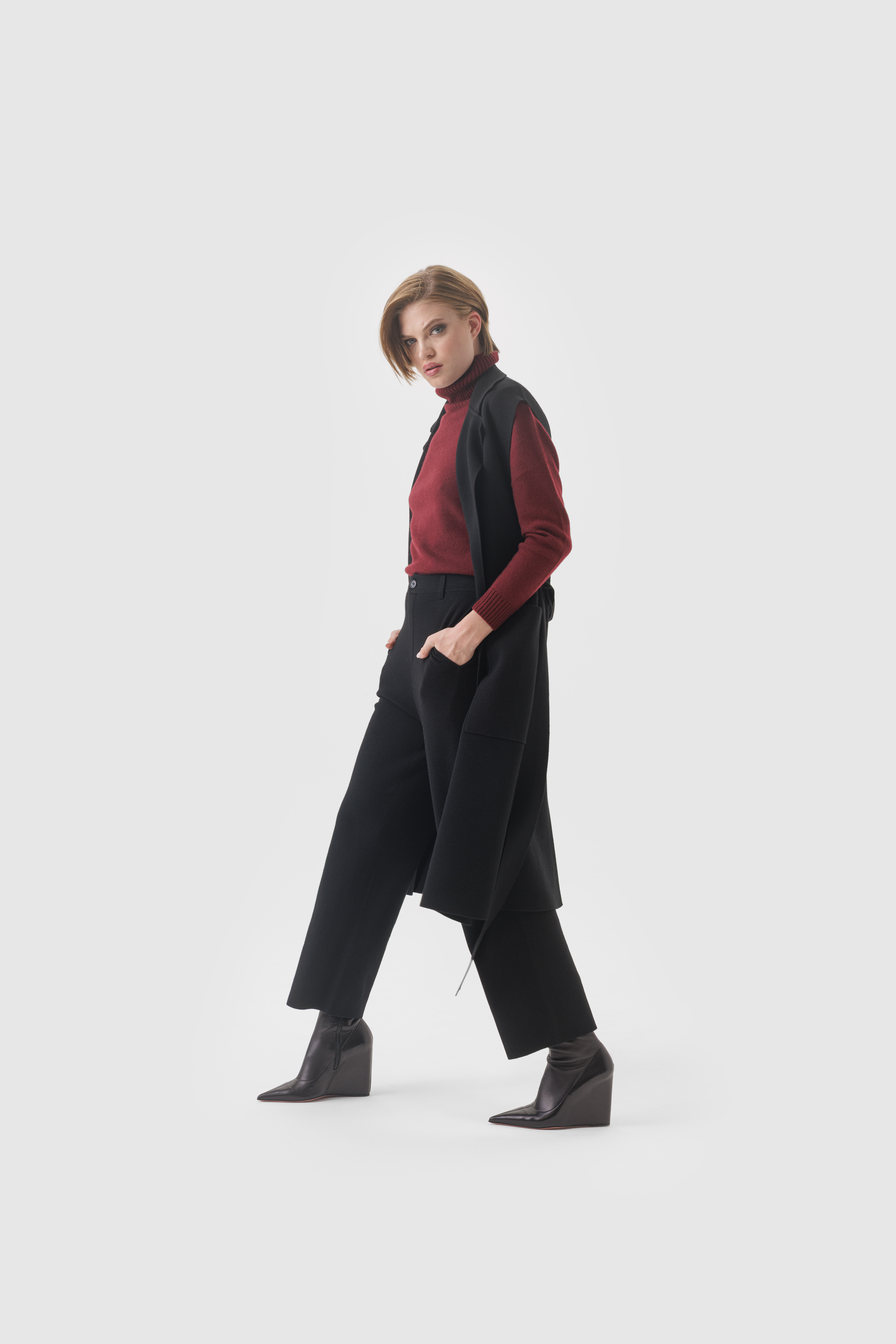 Rollkragenpullover aus Kaschmir in Bordeaux