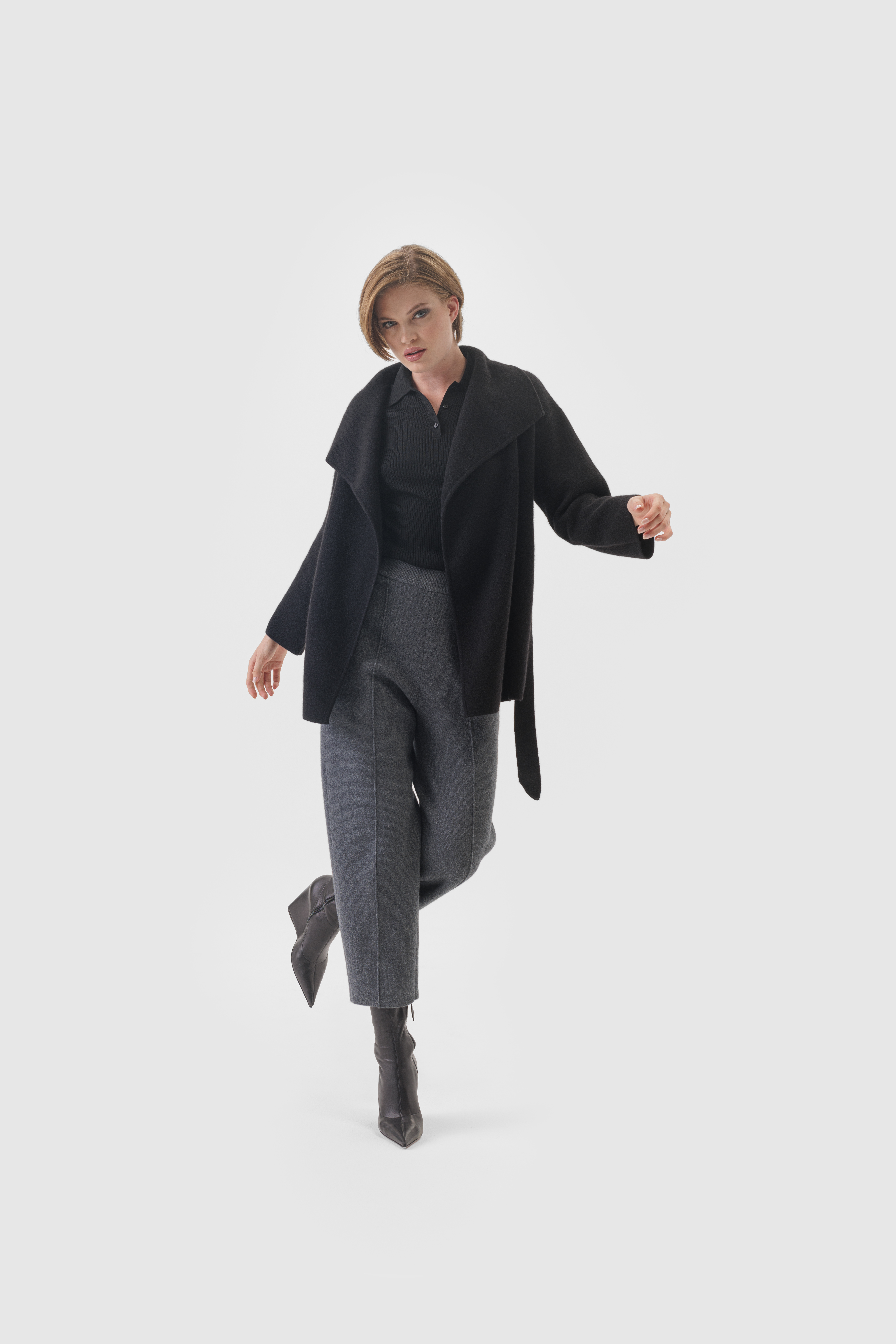 Polo, Pullover mit Polokragen, schwarz, creme, grün, langer Arm