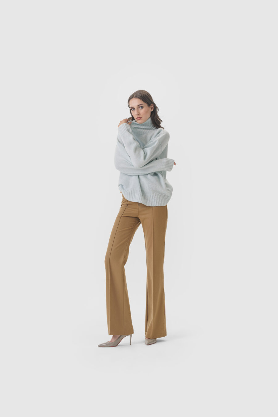 Hose, Wolle, Schurwolle, Camel, Damenhose, schmale Hose