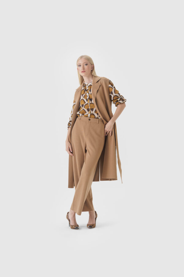 Hose aus feiner Merinowolle gestrickt in Camel – Bild 3