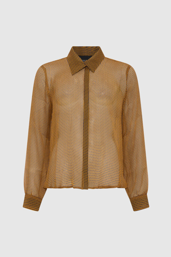 Seidenbluse, transparente Bluse, Damenbluse, gelbe Bluse