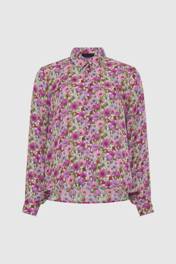 Bluse, Seidenbluse, bluse mit Blumen, Bluse in pink