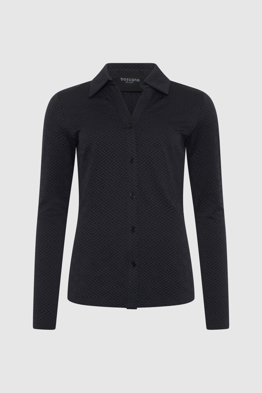 schmale, schwarze Damenbluse, enge Bluse, elastisches Material