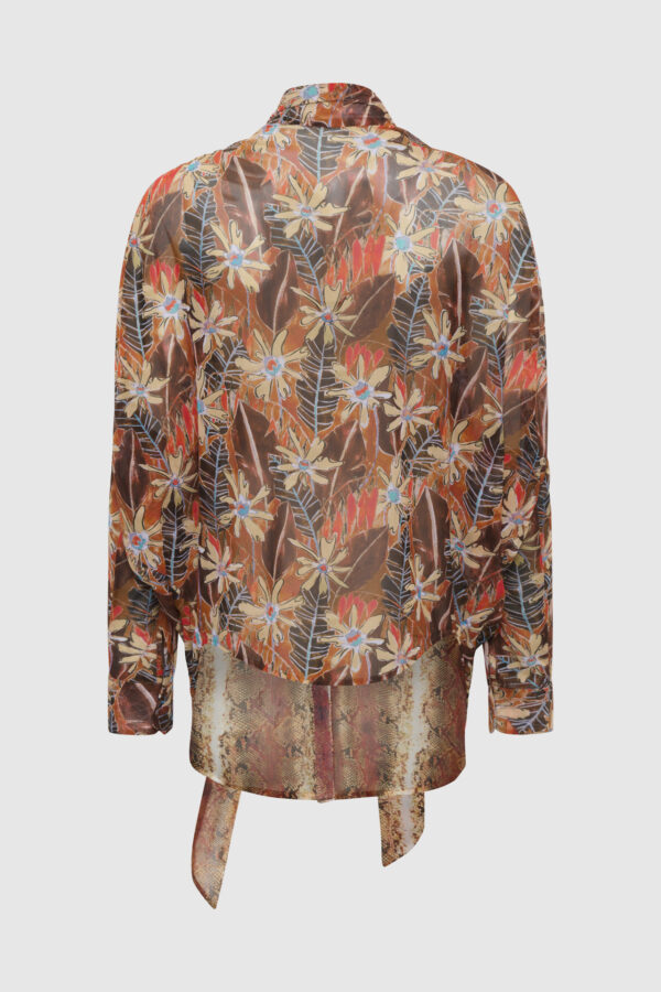 Onesize Bluse, weite Bluse, Fledermausärmel, Bluse mit Druck, elastisches Material, braune Bluse