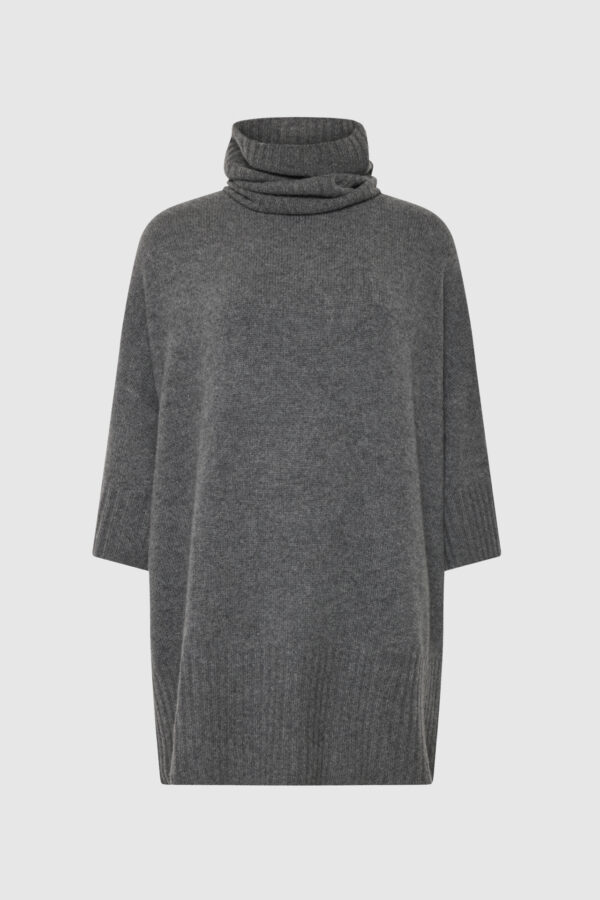 Kaschmirpullover, dicker Pullover mit Rollkragen in Grau, grauer Pullover, weiches Kaschmir , Kaschmirkleid, Kleid