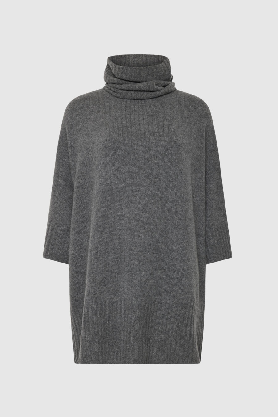 Kaschmirpullover, dicker Pullover mit Rollkragen in Grau, grauer Pullover, weiches Kaschmir , Kaschmirkleid, Kleid