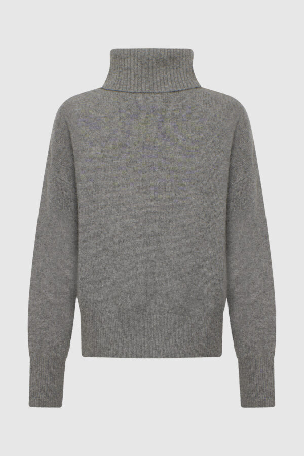 Kaschmirpullover, dicker Pullover mit Rollkragen in Grau, grauer Pullover, weiches Kaschmir