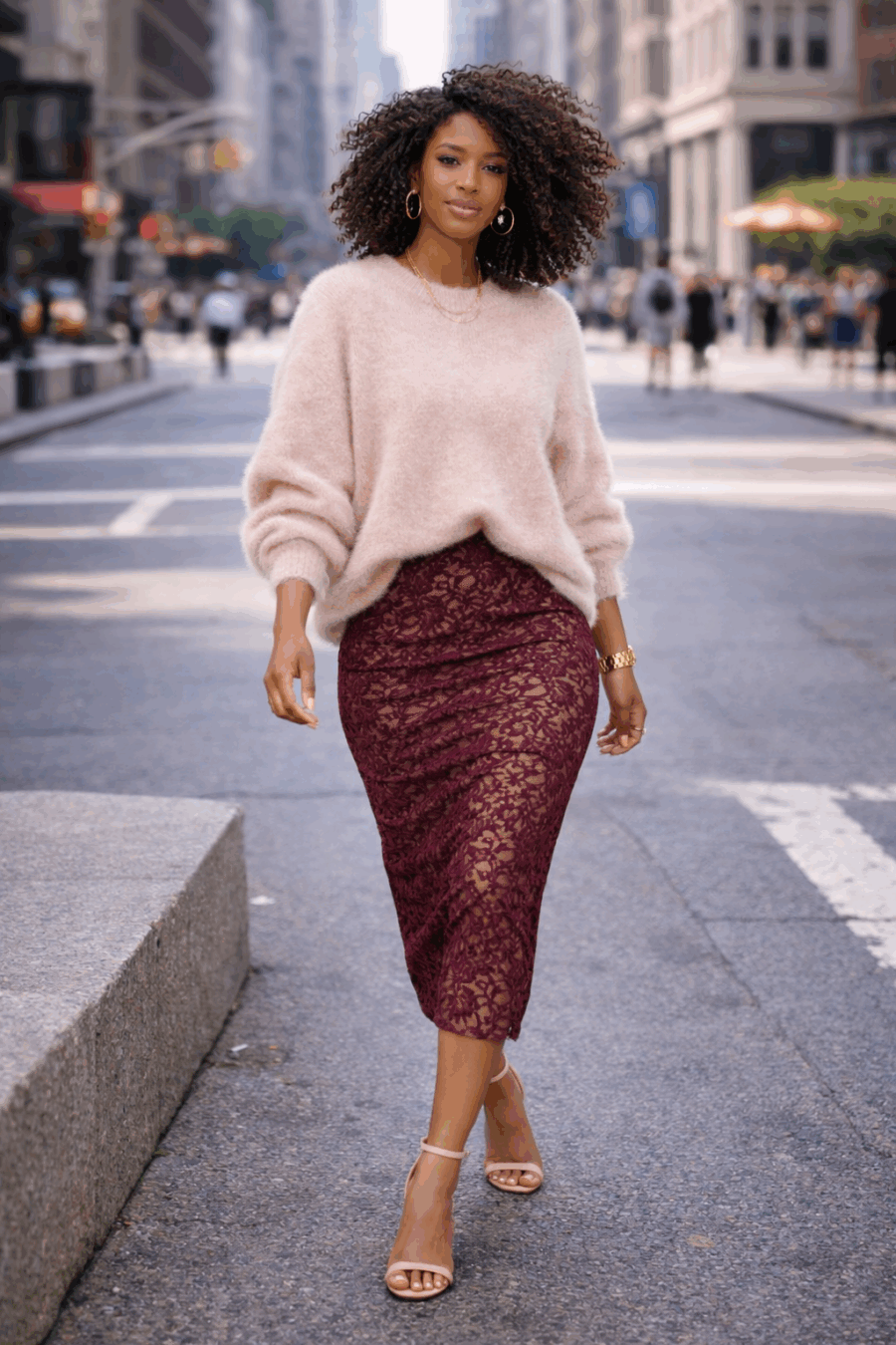 Rock, Wolle, Schurwolle, Creme, Grün, Rot, Muster, Print, Bordeaux, Maxirock, Wollrock, Spitzenrock mit Seide, rot, Beerenton