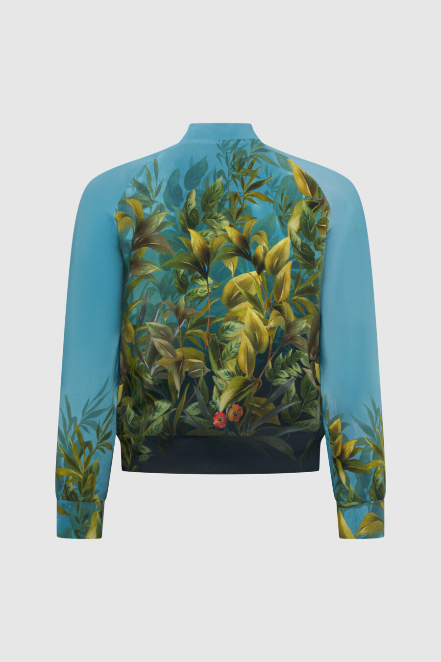 Bomberjacke mit floralem Print in Blau