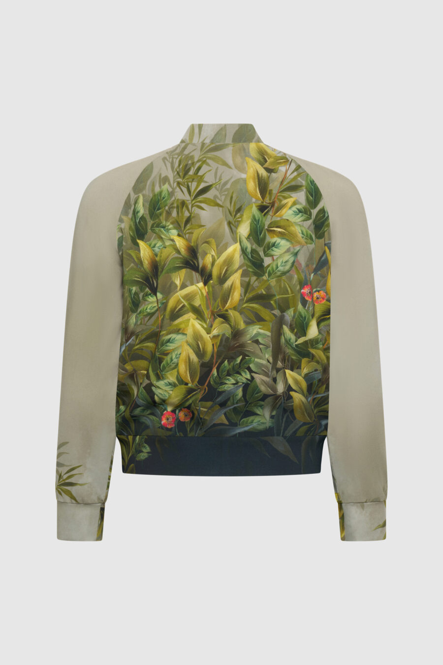 Bomberjacke mit floralem Print in Olive / Khaki
