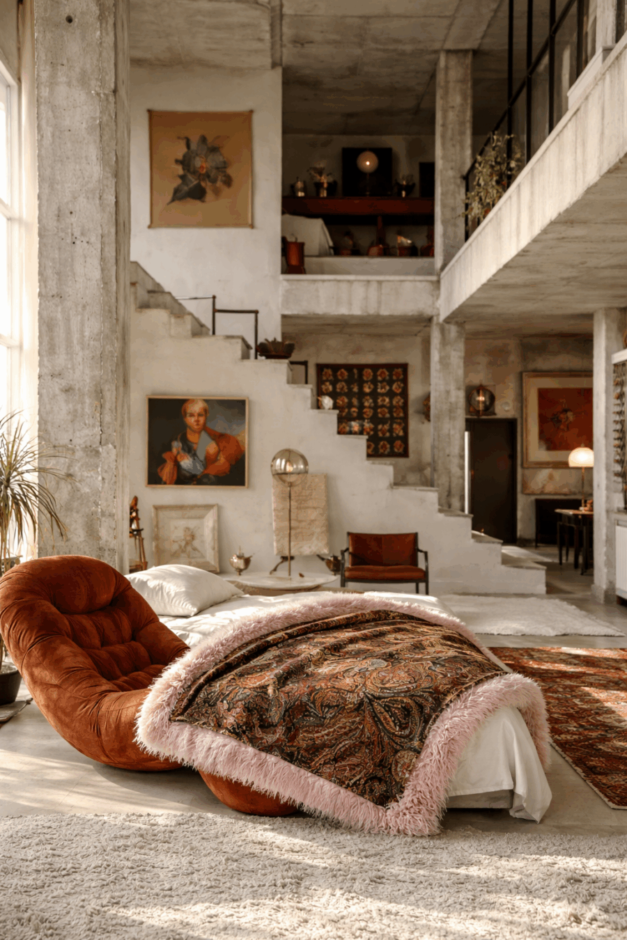 Decke, Tagesdecke, Kuscheldecke mit Seide, Decke mit Fell und Seide